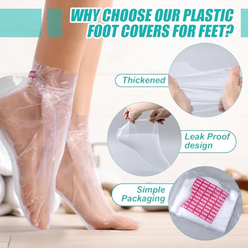 Disposable Plastic Foot Covers for Paraffin Wax Bath & Pedicure (200 Pack)
