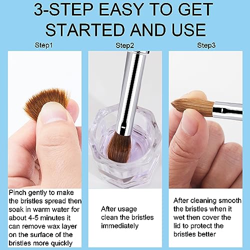 Shine Chance 4pc Blue Acrylic Nail Brush Set - Kolinsky Hair Manicure Tools