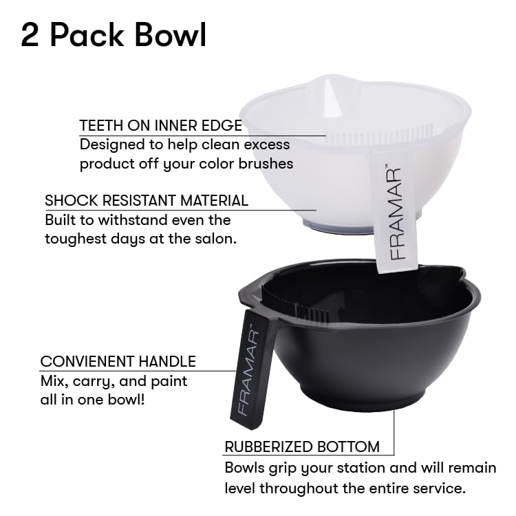 FRAMAR Color Bowl Set 2-Pack with Brush Cleaner
