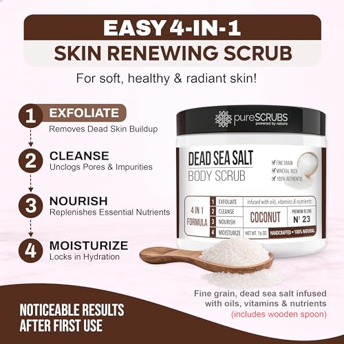 pureSCRUBS Premium Coconut Body Scrub Set with Loofah & Soap
