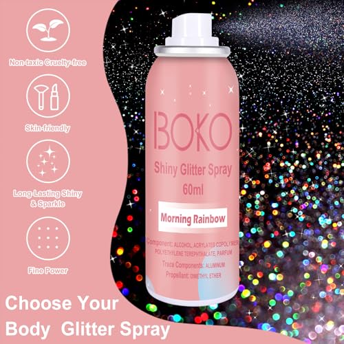 Boko Holographic Silver Body Glitter Spray 60ML