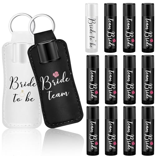 24 Pcs/12 Set Bride and Bridesmaid Lip Balm Gifts Bulk 11 Pack Black Bridesmaid Themed 1 Pcs White Bride Themed Each One Has 1 Pouch Bachelorette Party Supplies Wedding Gifts