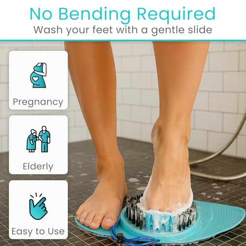 Shower Foot Scrubber with Pumice Stone - Exfoliating Foot Cleaner