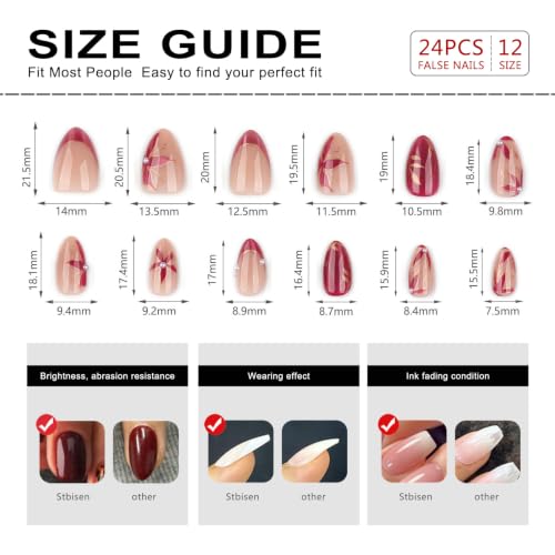 Rose Gold Cat Eye Press On Nails with 3D Floral Design - 24PCS