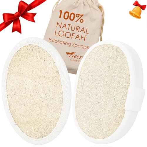 Natural Loofah Sponge Exfoliating Body Scrubber, Organic Biodegradable Eco-Friendly Bath Luffa for Shower, Gentle Deep Clean for All Skin Types, Men & Women, Thin/Thick Textures, Easy-Dry Hanging Rope