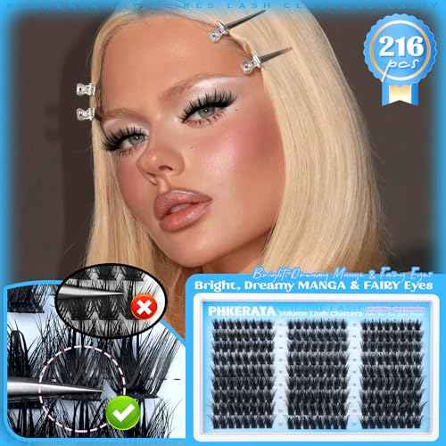 Manga Spikes Lash Clusters Wispy Cluster Eyelash Extensions 12-20mm Fairy Eyelash Clusters Volume Individual Lashes Extensions Salon Look Soft Thick Lashes Clusters Spikes