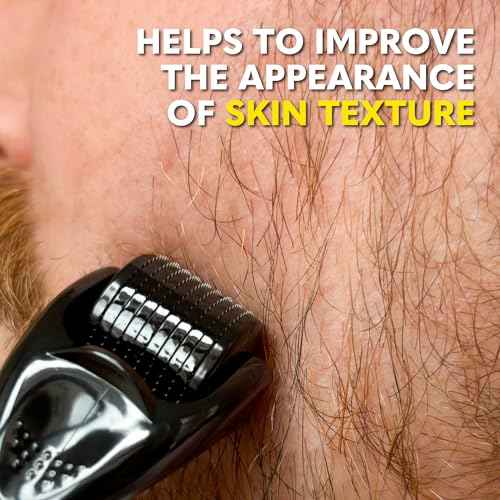 The Beard Club Derma Roller for Face, Body and Scalp - Microneedling for Men and Women with 540 Titanium Microneedles - Beard Roller & Micro Needling Scalp Hair - Black