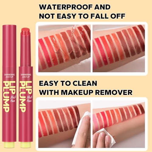 MAEPEOR Hydrating Lip Plumper 12 Colors Moisturizing Shiny Juicy Lip Balm Long Lasting Nourishing Lip Pluming Balm（Color 01)