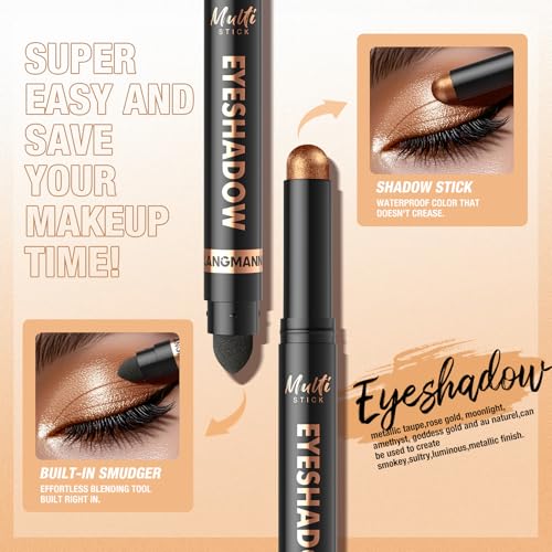 LANGMANNI 8-Color Dual-Ended Eyeshadow Stick Set with Blender Brush