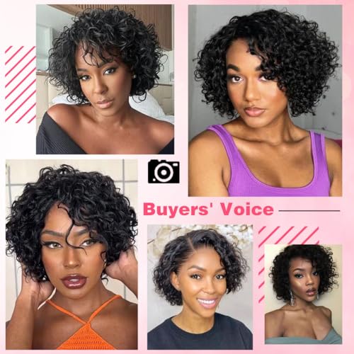 Short Curly Bob Wig for Black Women - Glueless Human Hair