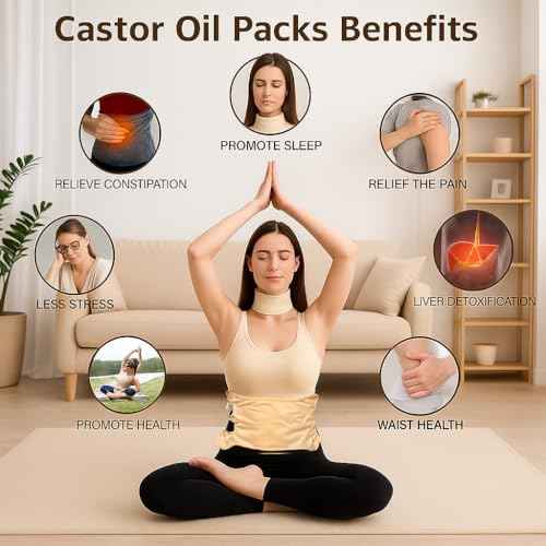 Castor Oil Pack Wrap Organic - Castor Oil Pack Kit Belly Button Cotton for Stomach Liver Detox Neck Abdomen Waist - Organic Cold Pressed Unrefined