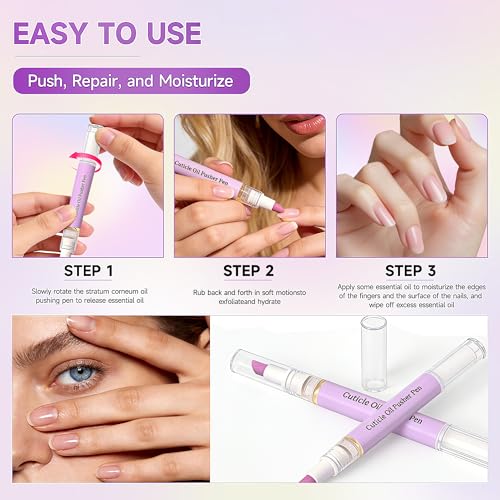 2-Pack Ceramic Cuticle Oil Pusher Pen for Nail Care & Manicure