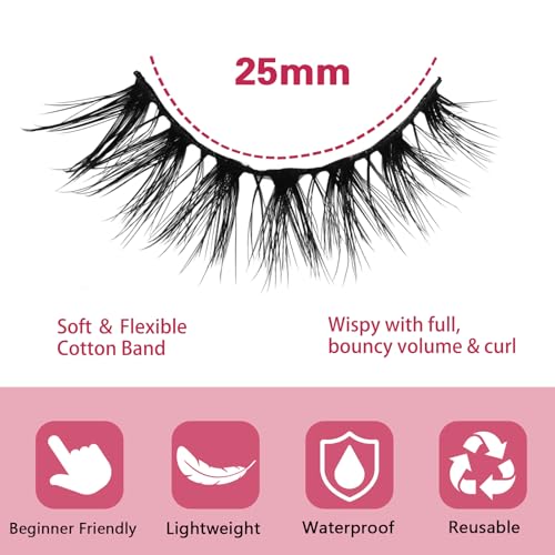 10 Pairs Cat Eye Lashes - Wispy Faux Mink D Curl