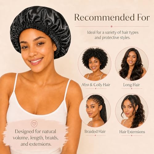 Women's Satin Bonnet Sleep Cap – Double Layer, Adjustable