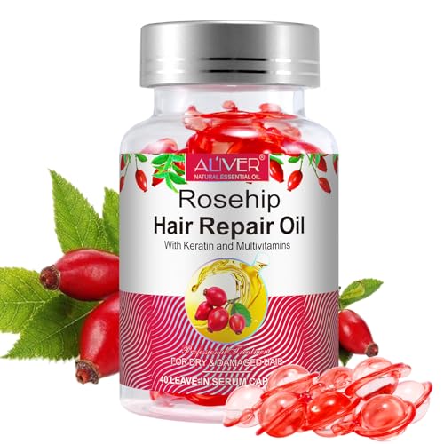 PEDSCBG Rosehip Oil Capsules for Hair - Cold Pressed, Rich in Antioxidants and Vitamins E A C B, Repairs and Strengthens Hair, Leaves Hair Hydrated, Smooth, Voluminous and Shiny (Rose Hip)