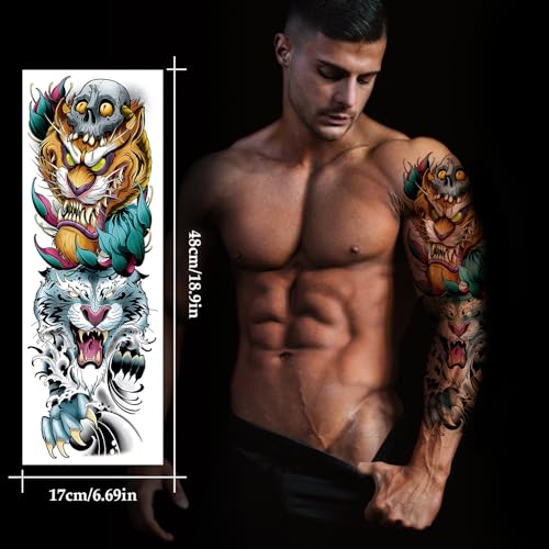 12-Sheet Full Arm Waterproof Temporary Tattoos for Adults