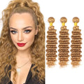 #27 Honey Blonde Deep Wave Human Hair Bundles 18 Inch