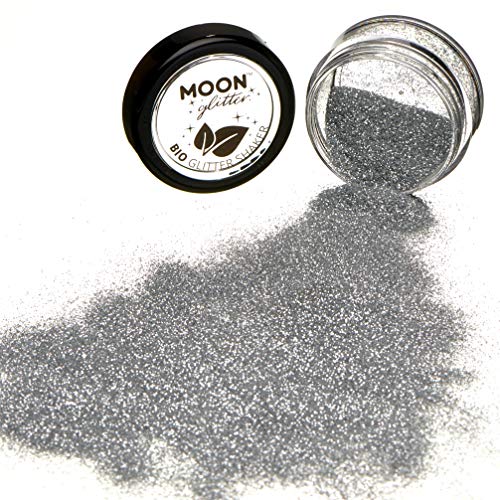 Biodegradable Eco Glitter Shakers by Moon Glitter - 100% Cosmetic Bio Glitter for Face, Body, Nails, Hair and Lips - 5g - Silver