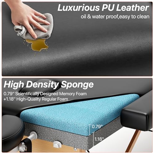 KCC Memory Foam Massage Table 84" Portable Foldable Spa Bed