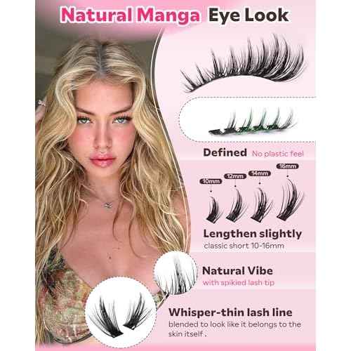 Manga Lash Clusters Kit Natural 300 Pcs Cluster Eyelash Extensions Kit Wispy Fairy Fluffy Eyelash Clusters Anime Cosplay Individual Lash Extensions Kit CC Curve 10-16mm