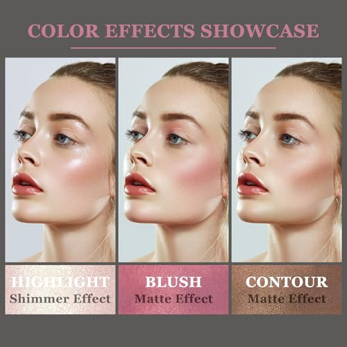 3Pcs Cream Contour Stick Kit with Brush - Blush, Highlight & Bronzer