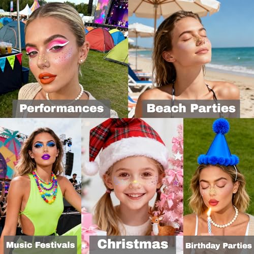 Holographic Glitter Freckles Face Tattoo Stickers - 12pcs