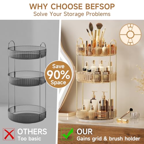 360° Rotating Makeup Organizer - 3-Tier Cosmetic Storage Caddy