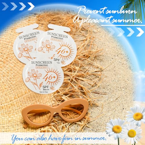 100 Pcs Sunscreen Bulk Mini Travel Size Sunscreen Packets SPF 46+ Summer Party Gifts for Women Girl
