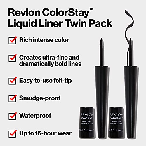 Revlon ColorStay Liquid Eyeliner - Smudgeproof, Longwearing (Pack of 2)