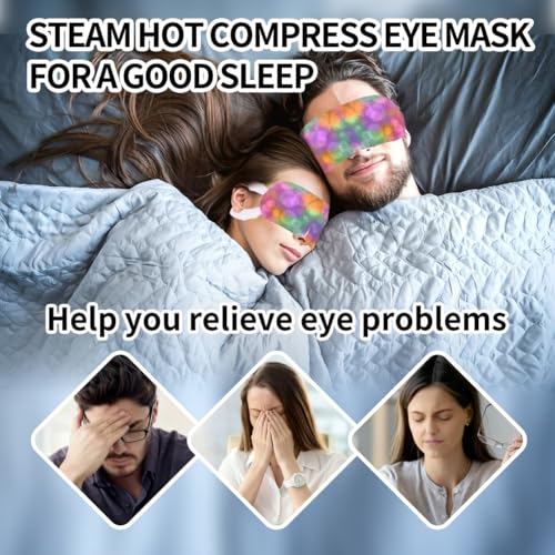 48 Packs Steam Eye Mask for Eyes, Disposable Self Heating Warm Compress Eye Mask, Heated Sleeping Eye Patch Help for Eyes Spa, Relief Stress Eye Fatigue