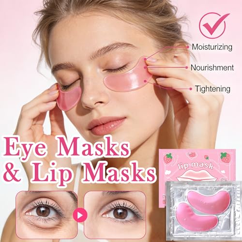 30 Pairs Collagen Eye Masks & Lip Masks - Pink Spa Set
