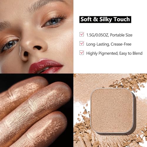 3-Color Eyeshadow Set with Compact ? Removable Neutral Matte & Shimmer Pans, Ivory, Champagne & Taupe, High-Pigment Longwear Eye Makeup