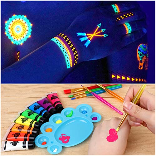 Blacklight Neon Body Paint Set, 8 Tubes Glow in Dark