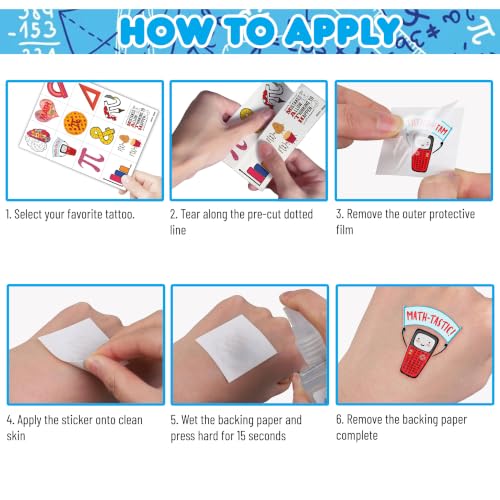 96 PCS Math Temporary Tattoos for Kids - Formula Symbols