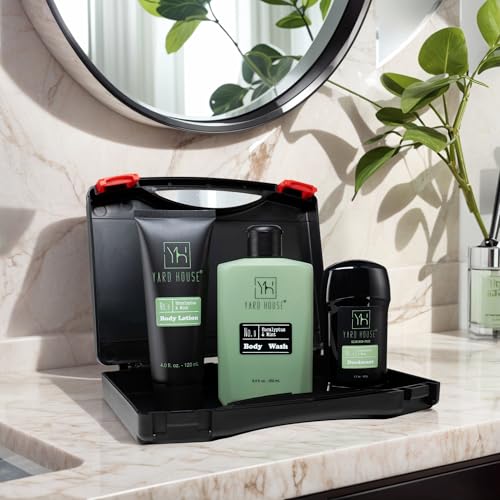 Mens Skincare Gift Set ? Eucalyptus & Mint Body Wash, Lotion & Deodorant in Travel Case ? Premium Grooming Kit for Men ? Fathers Day Birthday Christmas Gift Idea