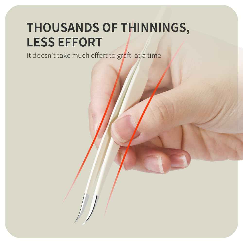 ANNAFRIS Lash Tweezers for Eyelash Extensions,Precision Fiber Tip for Volume Eyelash Extension,Lash Extension Tweezers for Easy Application and Removal (White, 1PC-08)