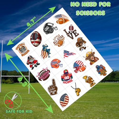 100 PCS Glow in the Dark Football Temporary Tattoos for Kids, Luminous Sports Game Day Party Favors, Waterproof Football Stickers for Boys and Girls, Team Spirit Face & Arm Tattoos