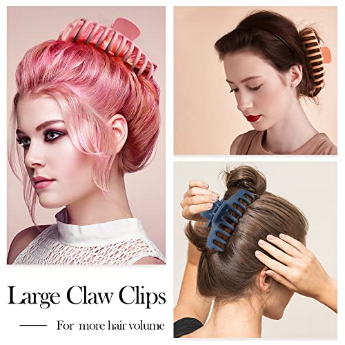 Large Matte Non-Slip Hair Claw Clips - 8 Pack for Thick Hair, Colorful & Durable