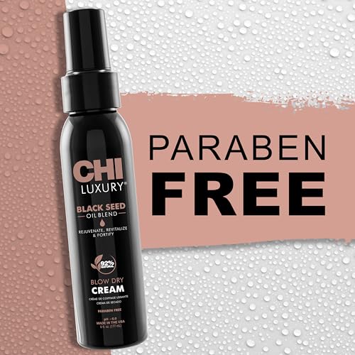 CHI Luxury Black Seed Oil Blow Dry Cream, Moisturizing Styling Cream For Sleek & Smooth Hair, Light-Hold, Sulfate, Paraben & Gluten-Free, 6 Oz