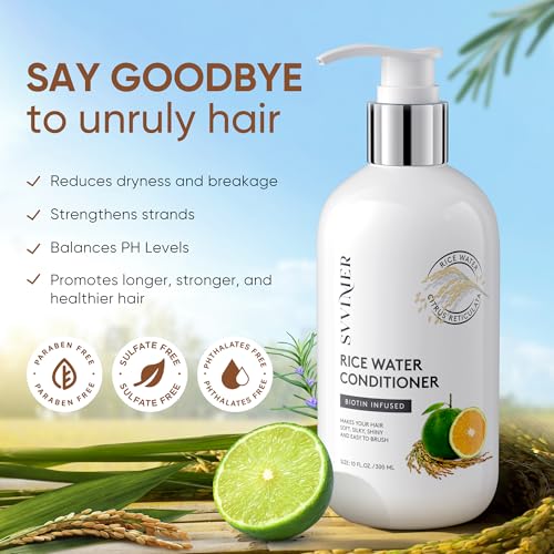 Svvimer Rice Water Hair Growth Conditioner 10oz - Biotin & Thickening