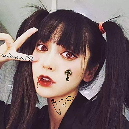 Halloween Temporary Tattoos - 9 Sheets Skull Spider Web Day of the Dead