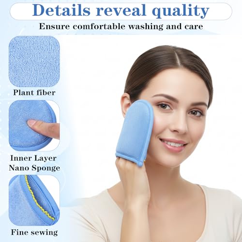 4-Pack Exfoliating Gloves for Face & Body, Plant Fiber Scrubber Mitts