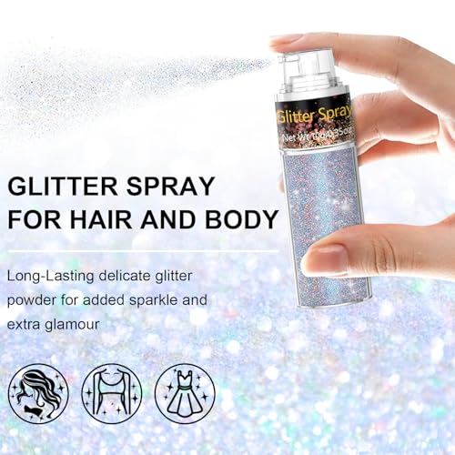 Hair & Body Glitter Spray - Ultra Fine Holographic Sparkle