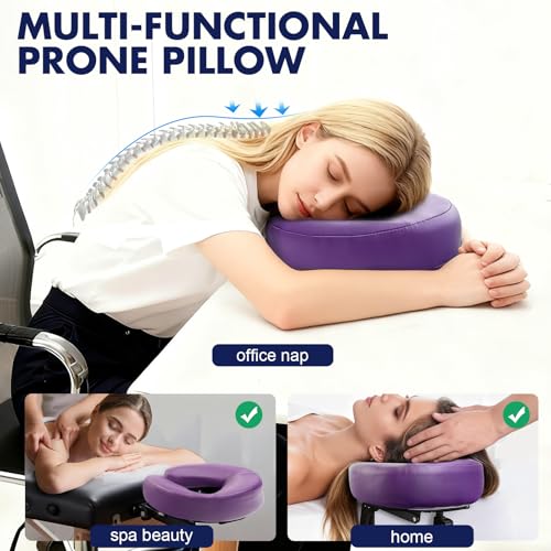 Universal Headrest Face Cushion Face Pillow for Massage Table and Massage Chair, Professional Massage Table Universal Face Head Neck Rest Pad with Soft Memory Foam (Purple)