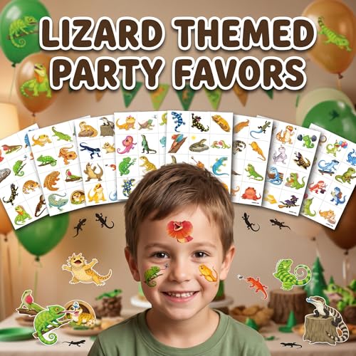 96 Lizard Temporary Tattoos for Kids - Waterproof Party Favors