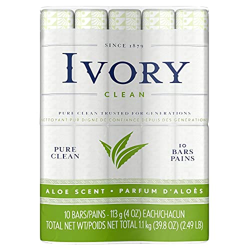 Ivory Bar Soap, Bath Size, Aloe, 10 Count (Pack of 2)