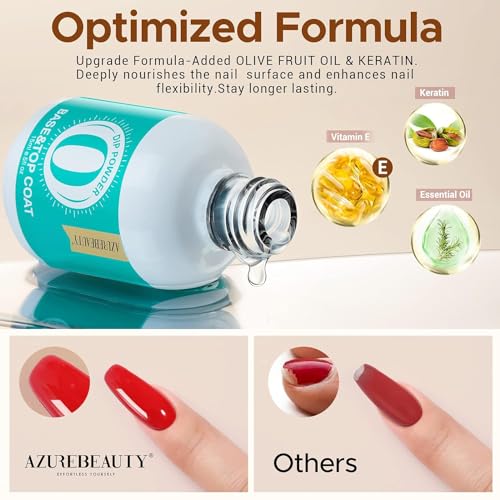 AZUREBEAUTY 2-in-1 Dip Powder Base & Top Coat Liquid Set with Activator