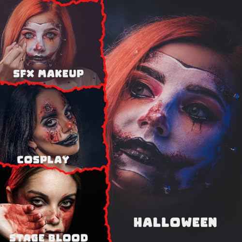 Bowitzki Halloween Makeup Special Effects Oil Face Body Paint Fake Blood Scar Wax Charred Ash Powder with Sponges Brush Halloween Party SFX Cosplay