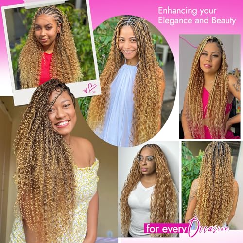Gopukso Honey Blonde Deep Wave Human Braiding Hair 18 Inch for Boho Braids - 2 Bundles