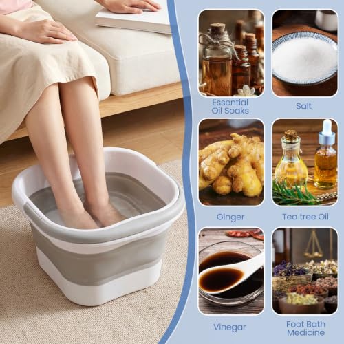 Collapsible Foot Soaking Tub with Massage Points - Portable Spa Basin